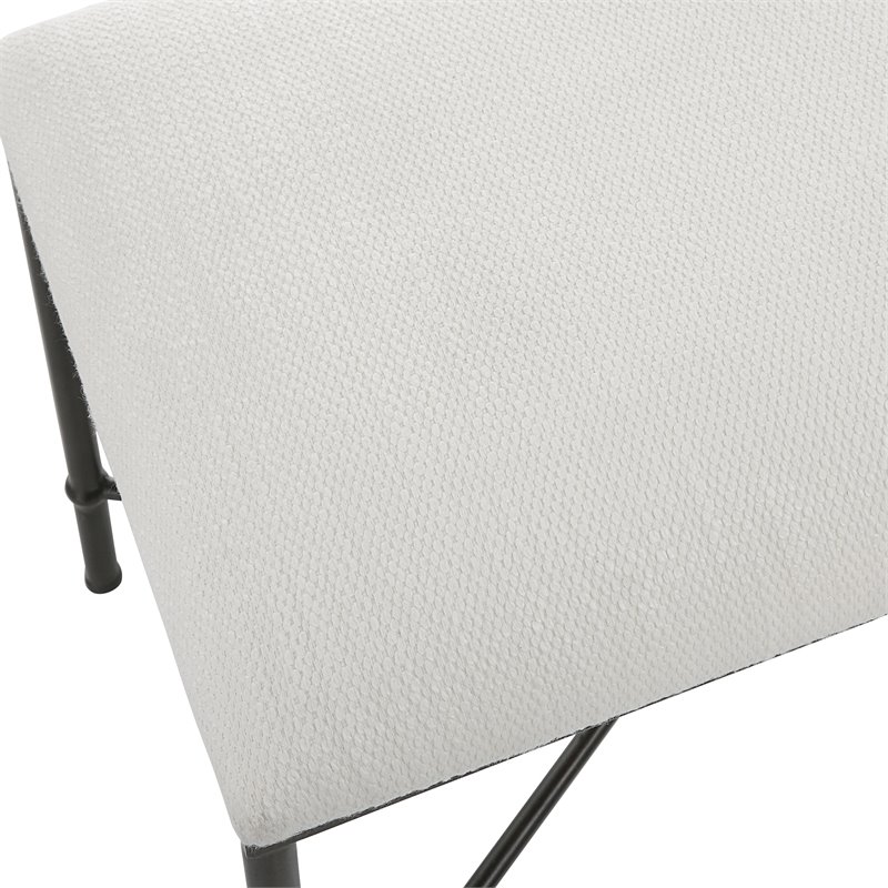 Uttermost Avenham Contemporary Iron and Fabric Small Bench in White/Black