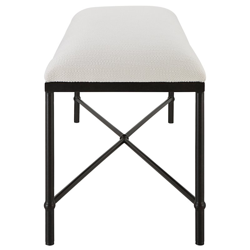 Uttermost Avenham Contemporary Iron and Fabric Bench in White/ Black