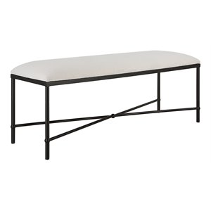 uttermost avenham contemporary iron and fabric bench in white/ black