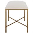 Uttermost Avenham Contemporary Iron and Fabric Small Bench - Antique Gold/ White