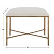 Uttermost Avenham Contemporary Iron and Fabric Small Bench - Antique Gold/ White