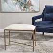 Uttermost Avenham Contemporary Iron and Fabric Small Bench - Antique Gold/ White