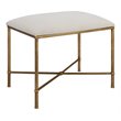 Uttermost Avenham Contemporary Iron and Fabric Small Bench - Antique Gold/ White