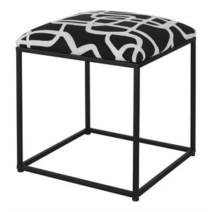Uttermost Twists and Turns 19.25&quot Contemporary Fabric Accent Stool - Black/White