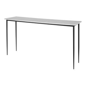 uttermost nightfall contemporary iron and marble console table in white/black