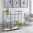 Uttermost Trolley Bar Tempered Glass and Marble Console in White/Satin Black