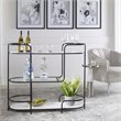Uttermost Trolley Bar Tempered Glass and Marble Console in White/Satin Black