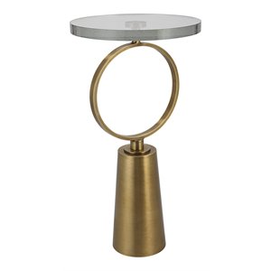 uttermost ringlet contemporary steel and glass accent table in antique brass