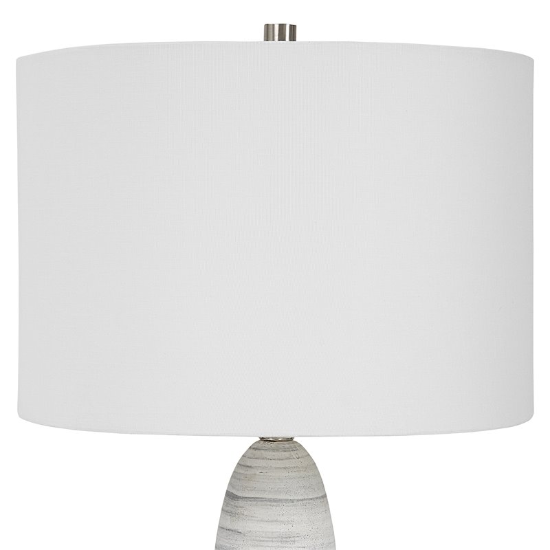 Uttermost Levadia Contemporary Fabric and Metal Table Lamp in Matte White/Gray