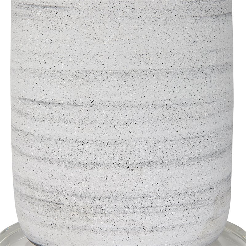 Uttermost Levadia Contemporary Fabric and Metal Table Lamp in Matte White/Gray