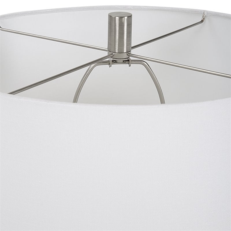 Uttermost Levadia Contemporary Fabric and Metal Table Lamp in Matte White/Gray