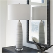 Uttermost Levadia Contemporary Fabric and Metal Table Lamp in Matte White/Gray