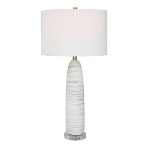uttermost levadia contemporary fabric and metal table lamp in matte white/gray