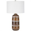 Uttermost Roan Farmhouse Ceramic Fabric and Metal Table Lamp in White/Charcoal