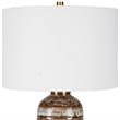 Uttermost Roan Farmhouse Ceramic Fabric and Metal Table Lamp in White/Charcoal