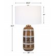 Uttermost Roan Farmhouse Ceramic Fabric and Metal Table Lamp in White/Charcoal