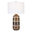 Uttermost Roan Farmhouse Ceramic Fabric and Metal Table Lamp in White/Charcoal