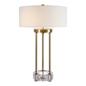uttermost pantheon traditional crystal and metal rod table lamp in antique brass