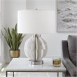 Uttermost Repetition Contemporary Fabric and Iron Table Lamp in White