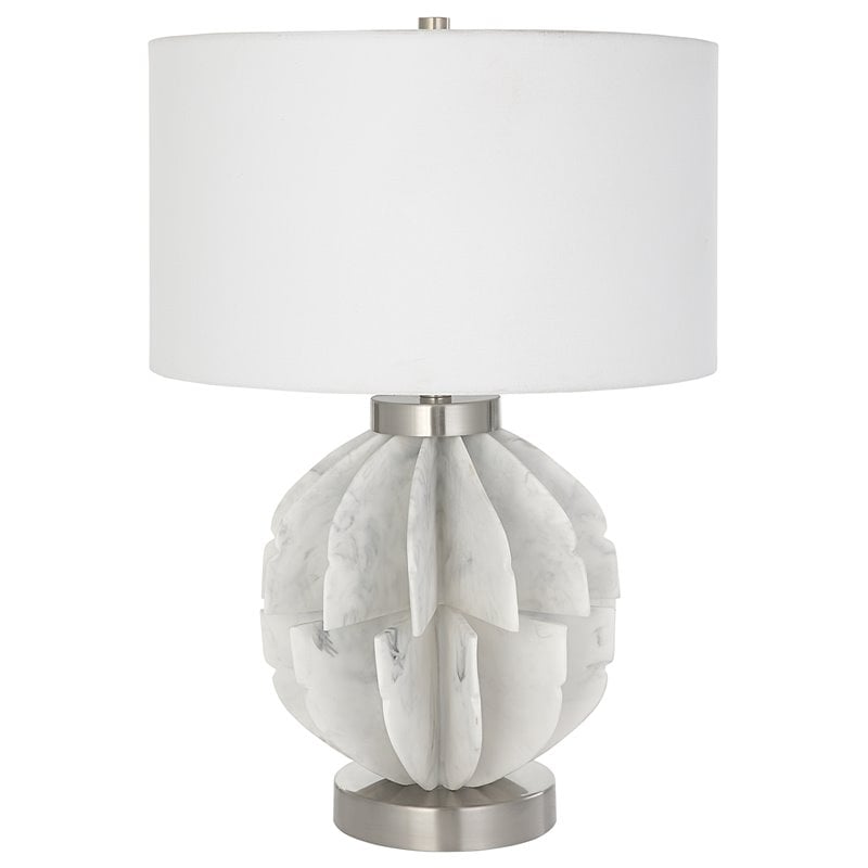 Uttermost Repetition Contemporary Fabric and Iron Table Lamp in White