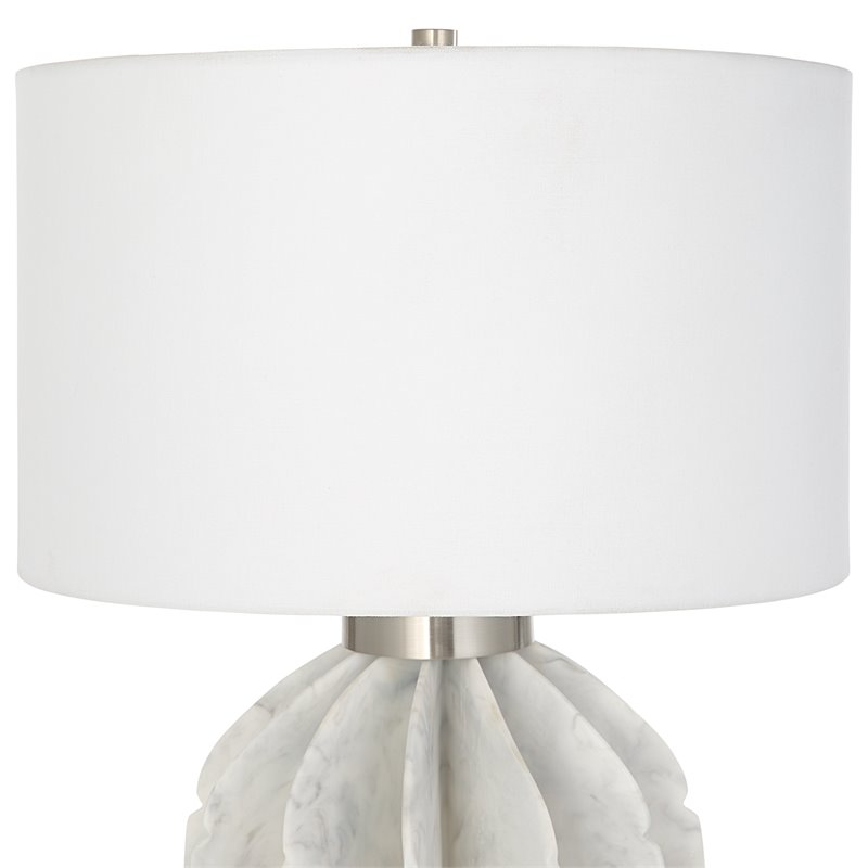 Uttermost Repetition Contemporary Fabric and Iron Table Lamp in White