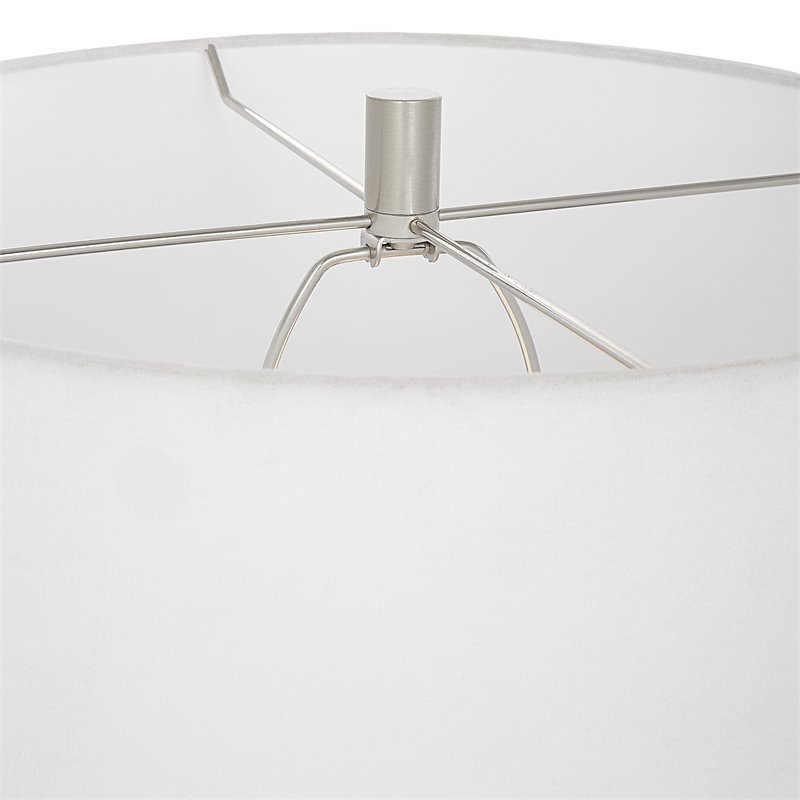 Uttermost Repetition Contemporary Fabric and Iron Table Lamp in White