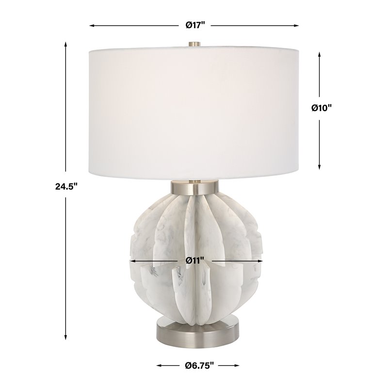 Uttermost Repetition Contemporary Fabric and Iron Table Lamp in White