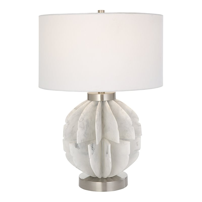 Uttermost Repetition Contemporary Fabric and Iron Table Lamp in White
