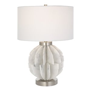 uttermost repetition contemporary fabric and iron table lamp in white