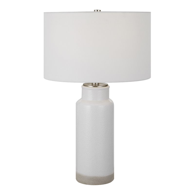 Uttermost Albany Handcrafted Farmhouse Ceramic and Iron Table Lamp in White