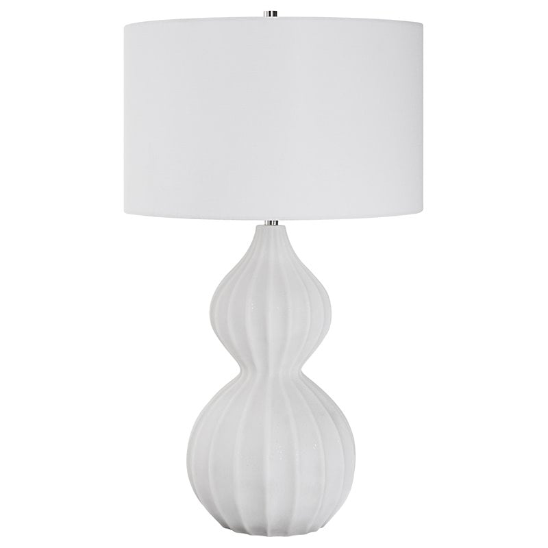 Uttermost Antoinette Contemporary Iron Stone and Fabric Table Lamp in White