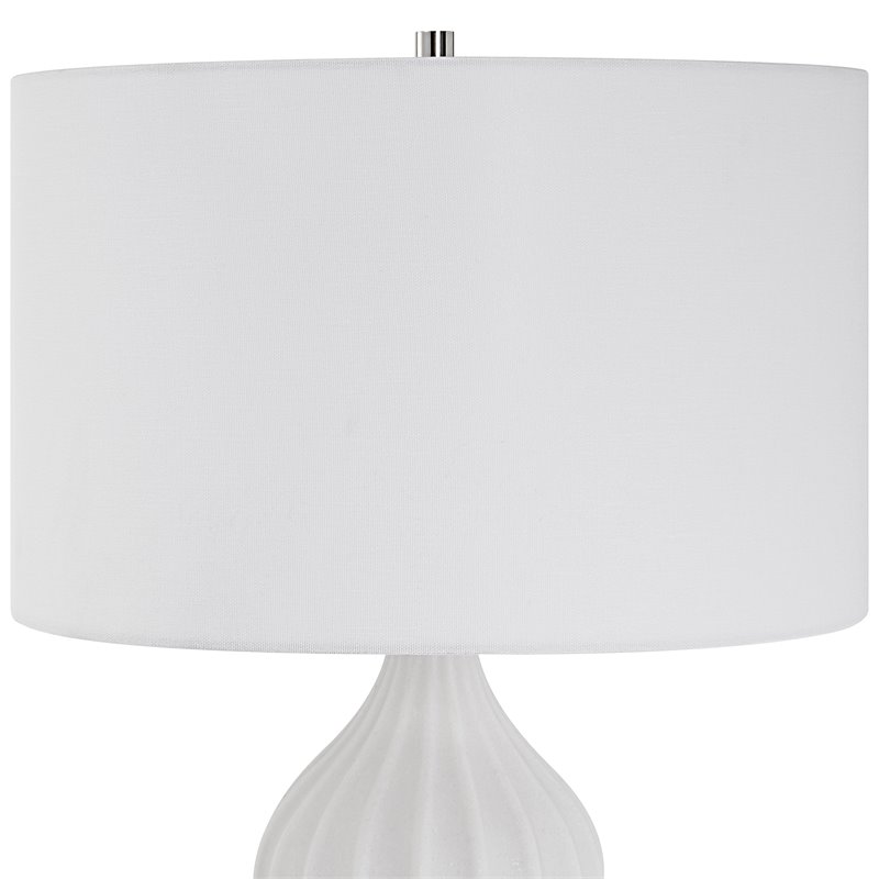 Uttermost Antoinette Contemporary Iron Stone and Fabric Table Lamp in White