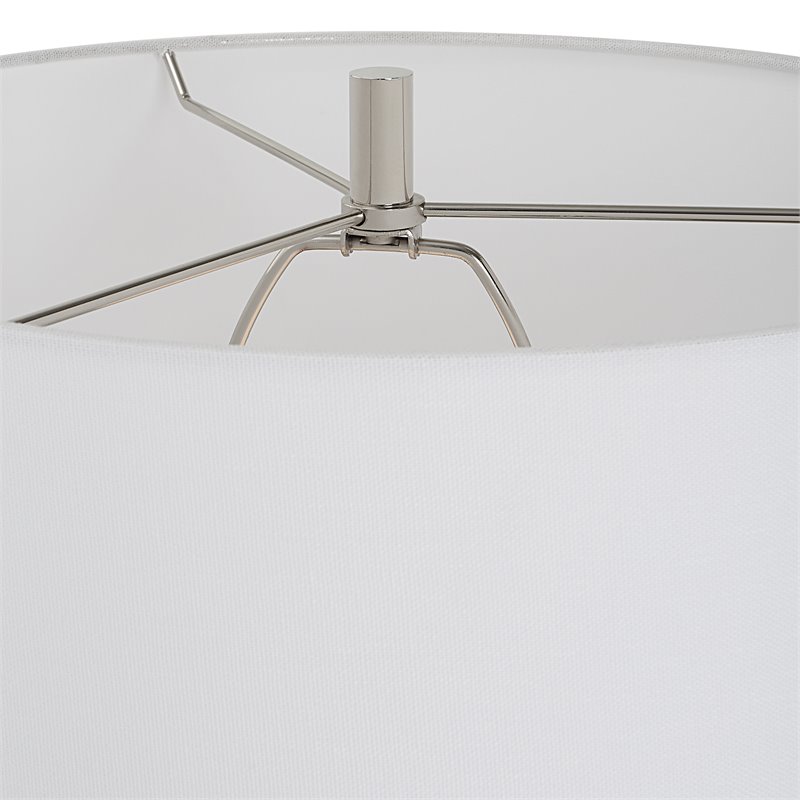 Uttermost Antoinette Contemporary Iron Stone and Fabric Table Lamp in White