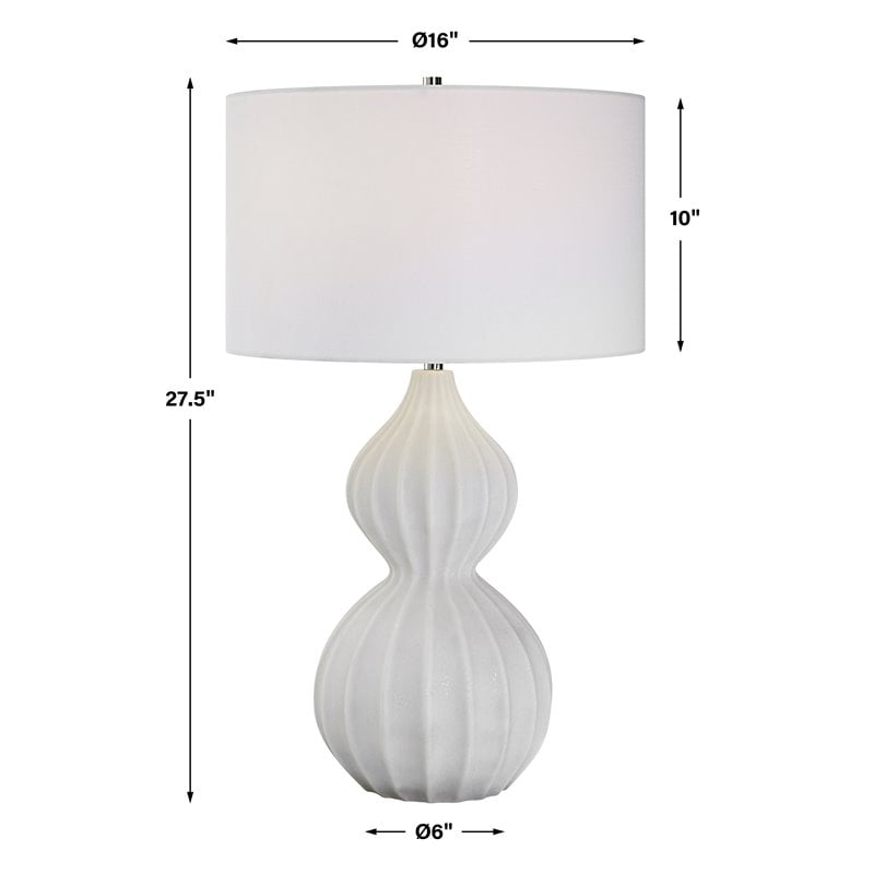 Uttermost Antoinette Contemporary Iron Stone and Fabric Table Lamp in White