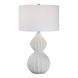 uttermost antoinette contemporary iron stone and fabric table lamp in white