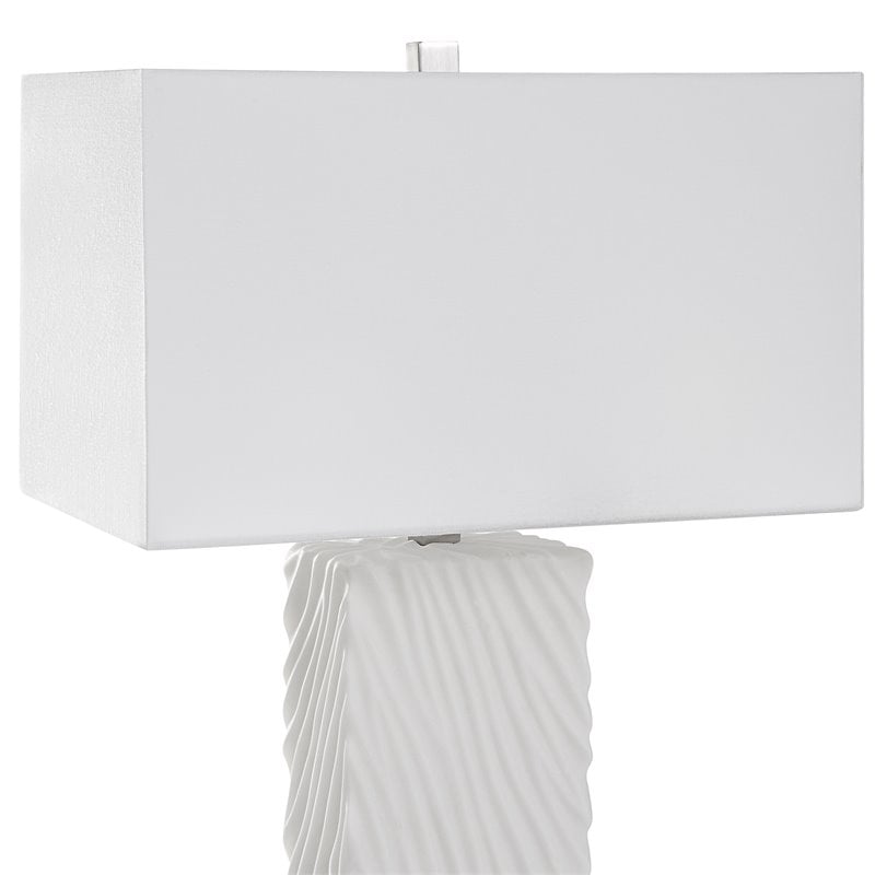 Uttermost Pillar Contemporary Iron and Fabric Table Lamp in White