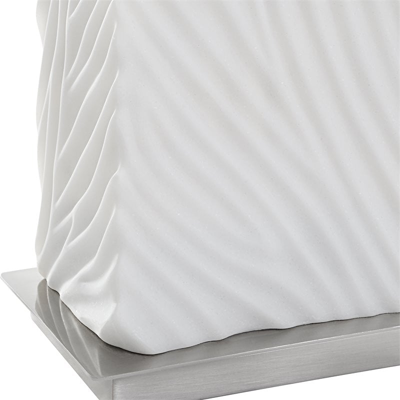 Uttermost Pillar Contemporary Iron and Fabric Table Lamp in White