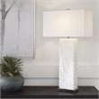 Uttermost Pillar Contemporary Iron and Fabric Table Lamp in White