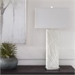 Uttermost Pillar Contemporary Iron and Fabric Table Lamp in White