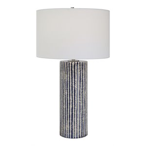 uttermost havana contemporary fabric and ceramic table lamp in blue