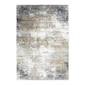 Uttermost Ulen 90x134&quot Modern Viscose Fabric Rug in Charcoal/Saffron