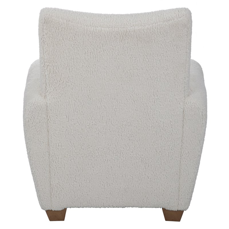 Uttermost Teddy Modern Wood and Fabric Shearling Accent Chair in White