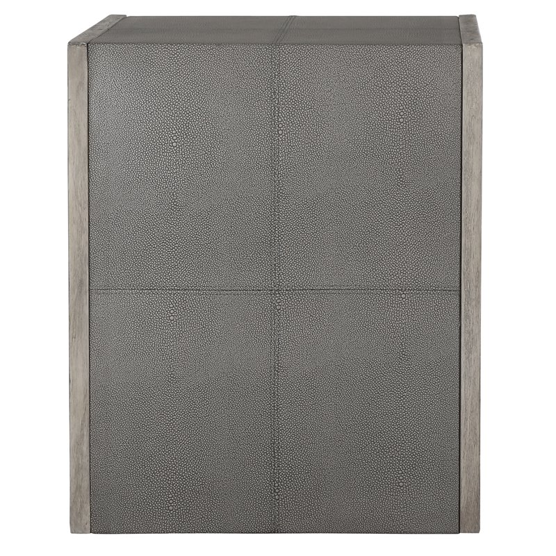 Uttermost Aerina Contemporary Wood & Faux Shagreen End Table in Light Gray
