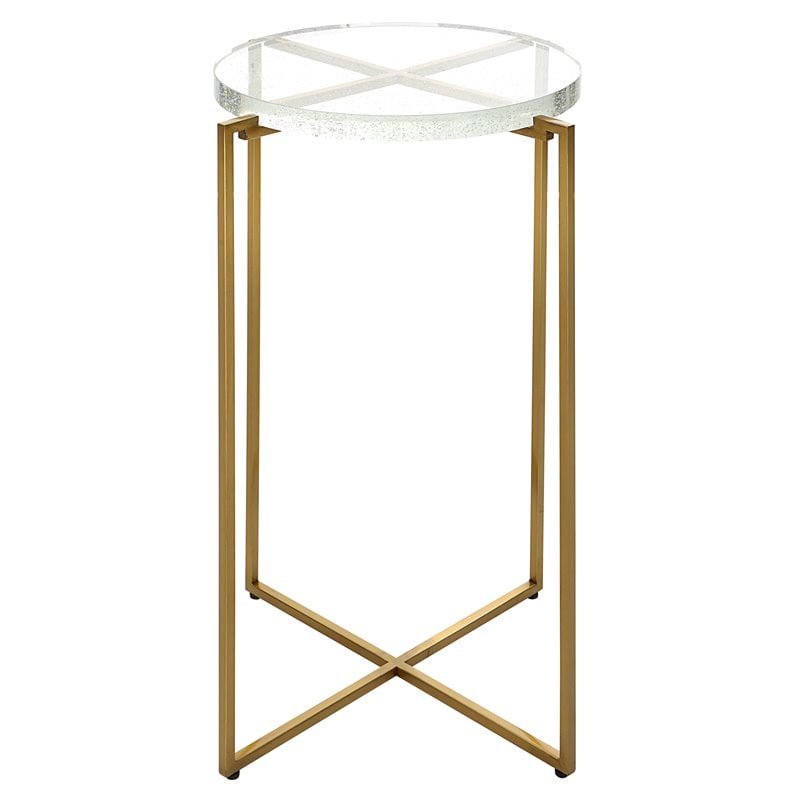 Uttermost Star-Crossed Stainless Steel Base w/Glass Top Accent Table Gold/Clear