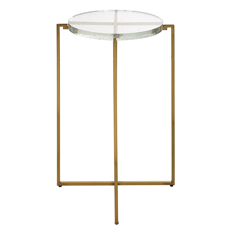 Uttermost Star-Crossed Stainless Steel Base w/Glass Top Accent Table Gold/Clear