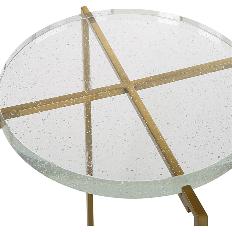 Uttermost Star-Crossed Stainless Steel Base w/Glass Top Accent Table Gold/Clear