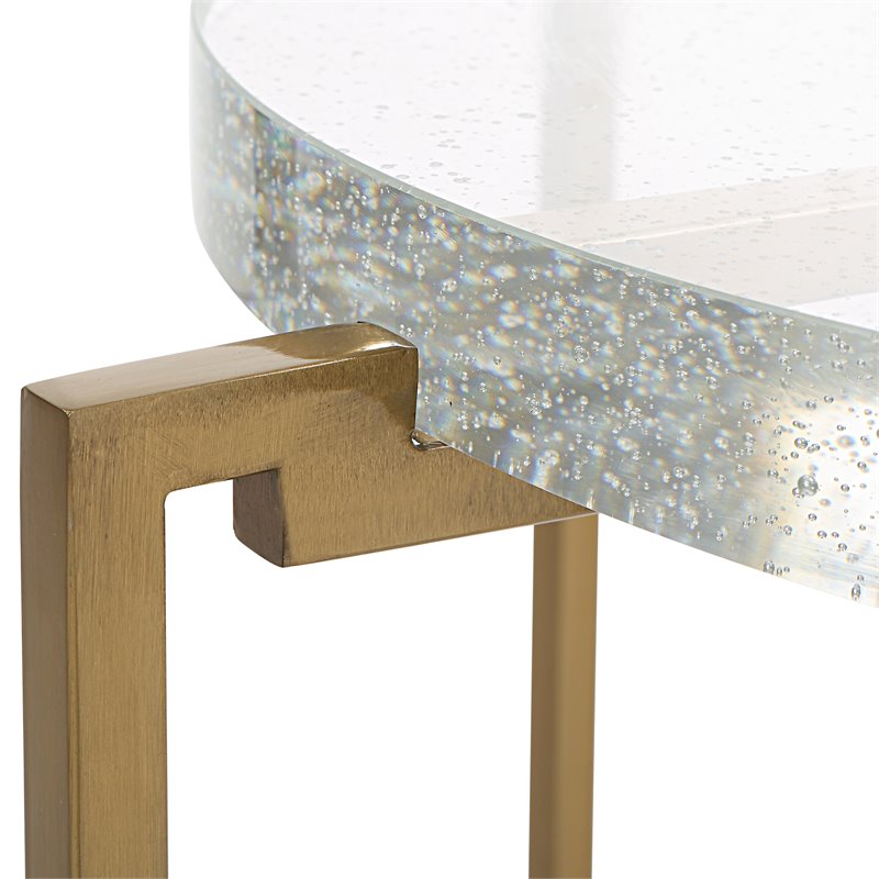 Uttermost Star-Crossed Stainless Steel Base w/Glass Top Accent Table Gold/Clear