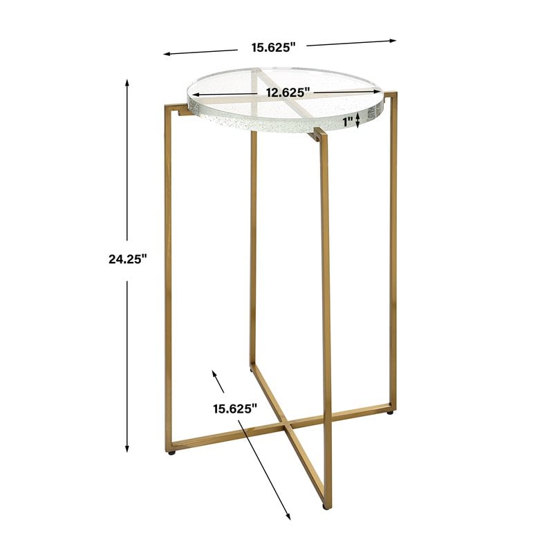 Uttermost Star-Crossed Stainless Steel Base w/Glass Top Accent Table Gold/Clear