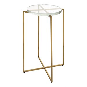 Uttermost Star-Crossed Stainless Steel Base w/Glass Top Accent Table Gold/Clear