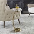 Uttermost Waveney Iron Metal and Crystal Drink Table in Antique Brass/Bronze